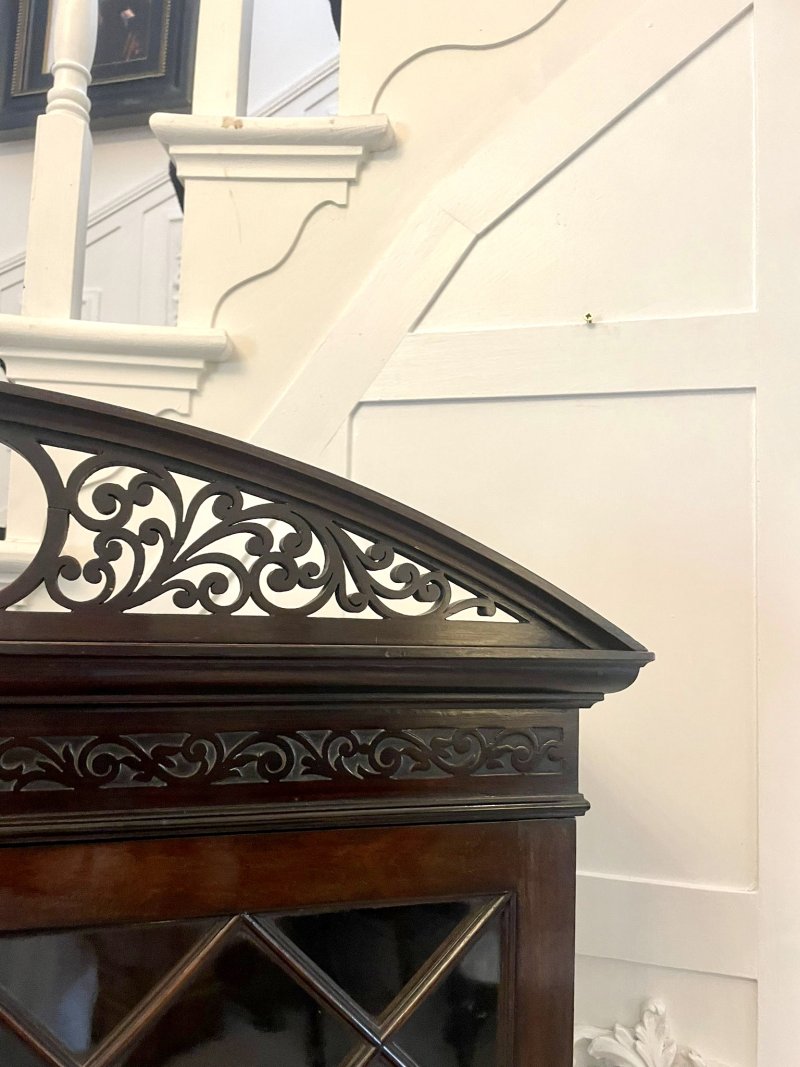 Antique Victorian Quality Carved Mahogany Display Cabinet - Image 5